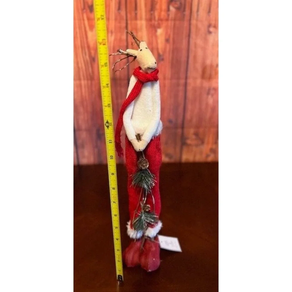 Christmas Whimsical Reindeer Set couple  Figurines  Red Scarf &‎ Pants holiday